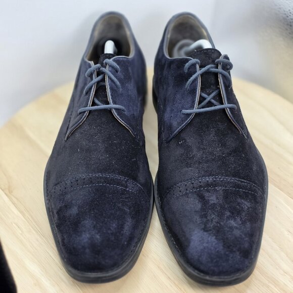 Stacy Adams WINSLOW Men's Oxfords Shoes SZ 11 In Blue Suede EUC - Picture 2 of 7